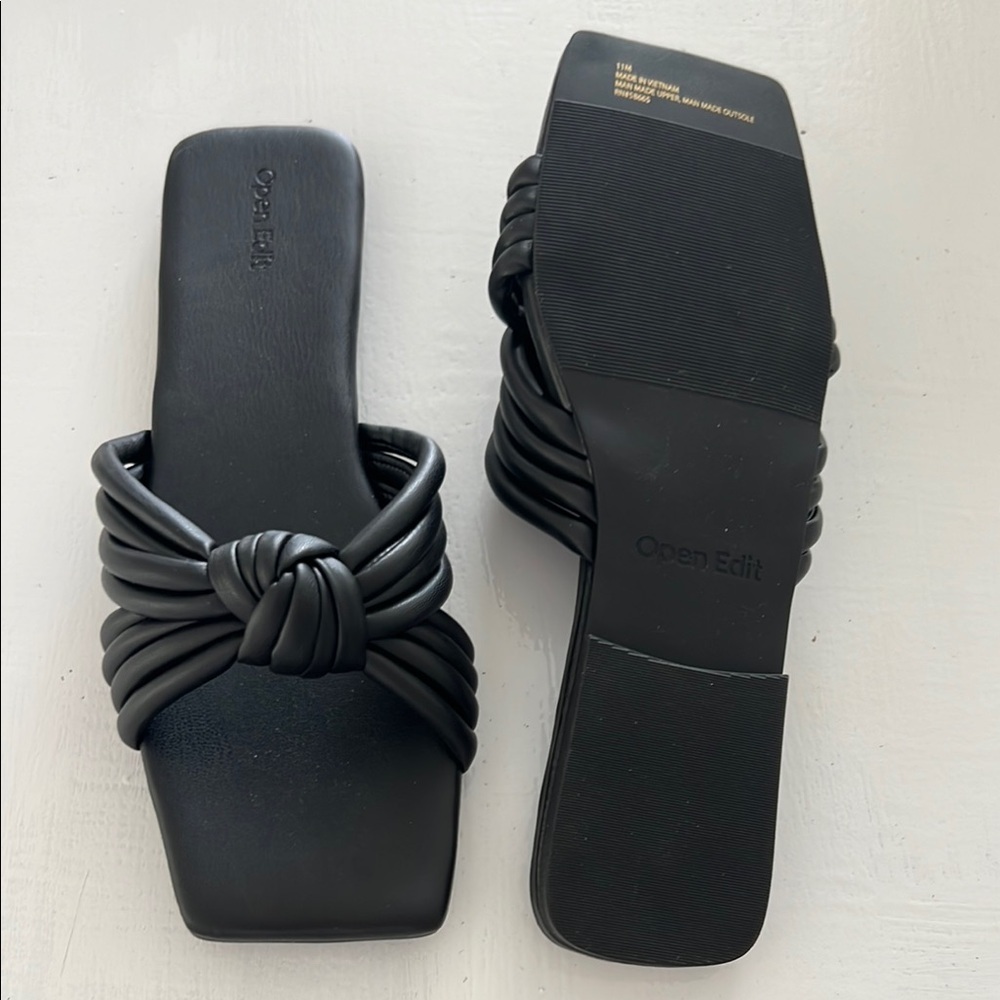 Black Women's Sandals size 11, brand new never worn, comfortable square toe